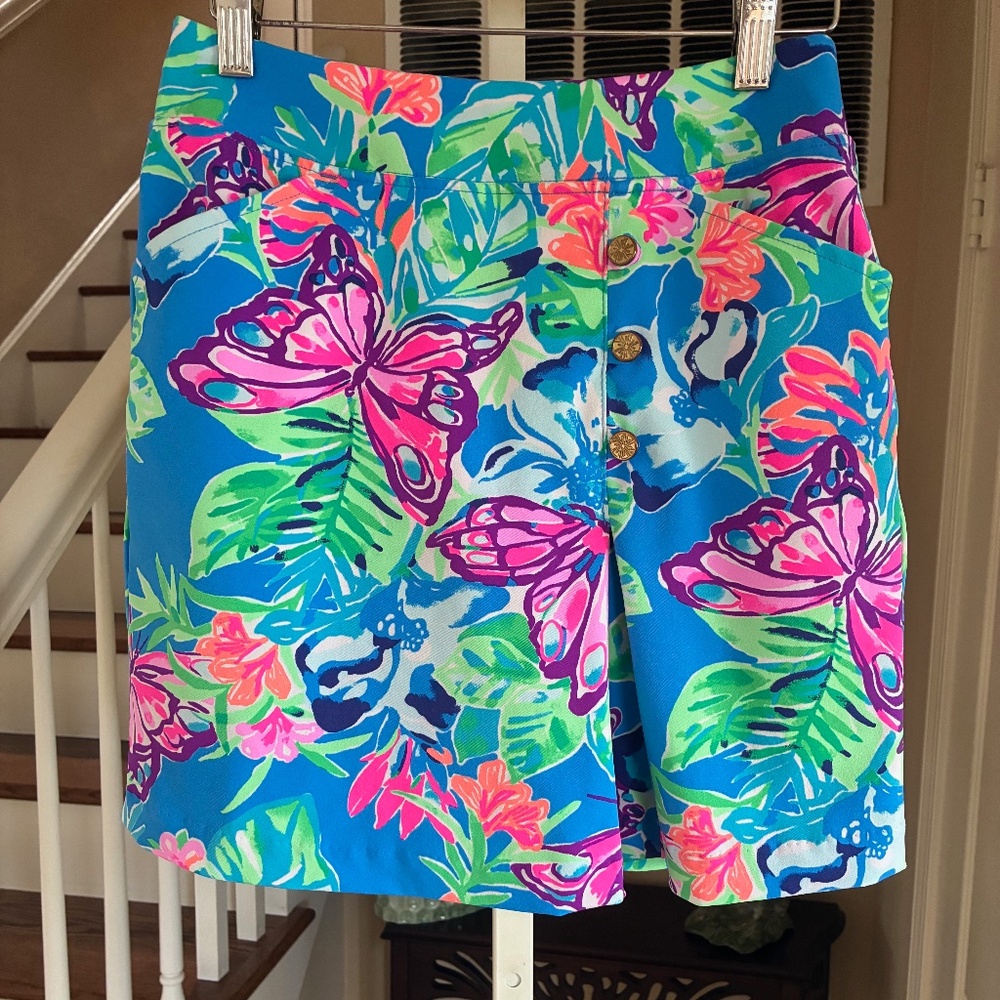 NWOT Lilly Pulitzer Luxletic Daphne Athletic Skort Skirt Butterfly Print Size 00